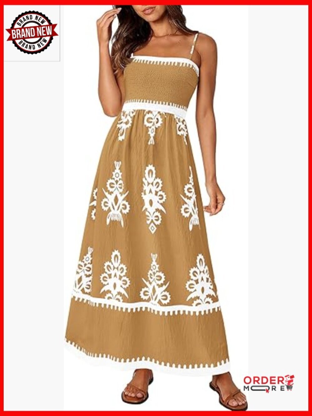 Smocked Floral Maxi Dress with Pockets - Boho Summer Sundress